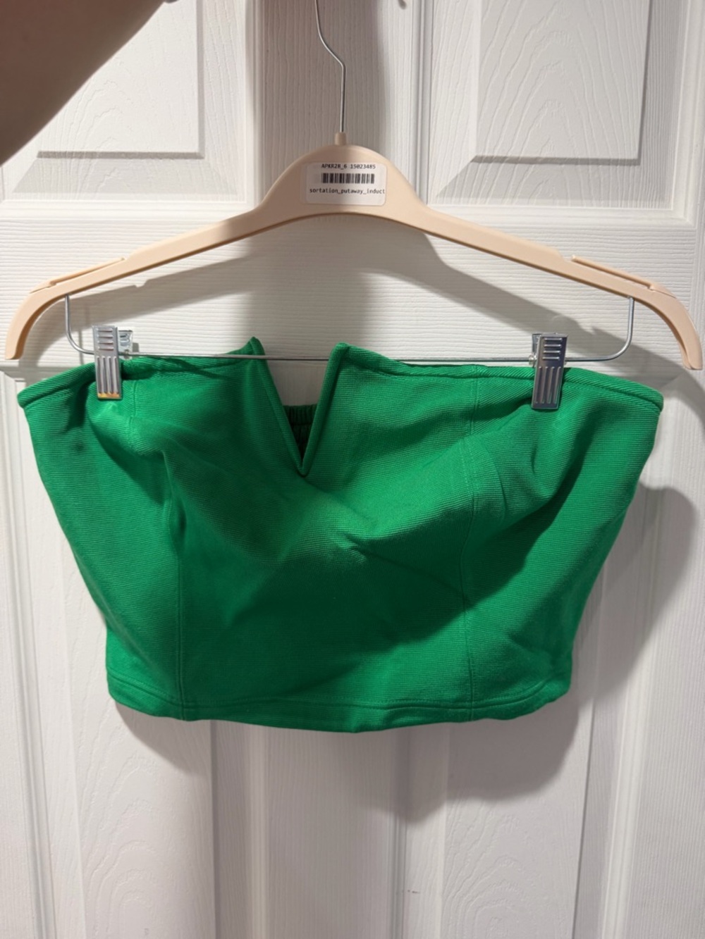 Anthropologie Green Strapless V-Notch Crop Top